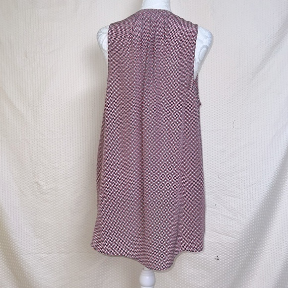Joie Aruna 100% Silk Red, White & Blue Sleeveless Split Neck Blouse Top - Size L - Picture 3 of 10
